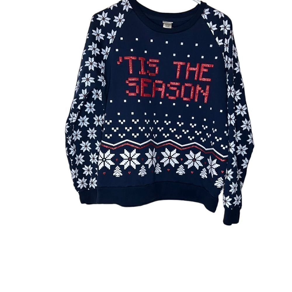 Freeze Navy Blue 'Tis The Season Holiday Sweatshirt with White and Red Accents